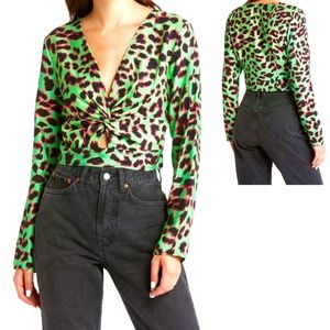 🌹2 for $20🌹  NWT Vero Moda Anea Twist Long Sleeve Crop Top Irish Green Size XS